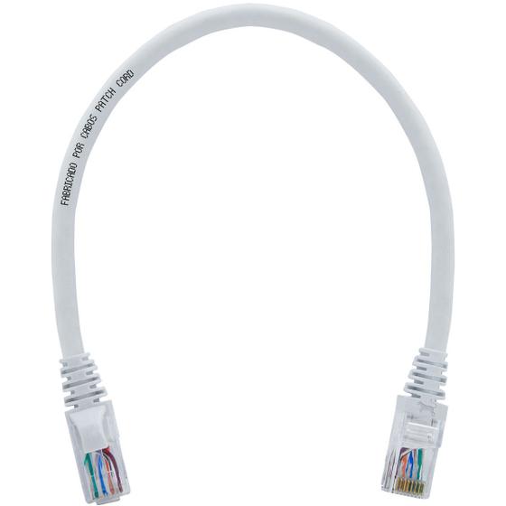 Imagem de Cabo De Rede 25 CM Patch Cord Cat6 UTP 100% Cobre Branco UTP RJ45
