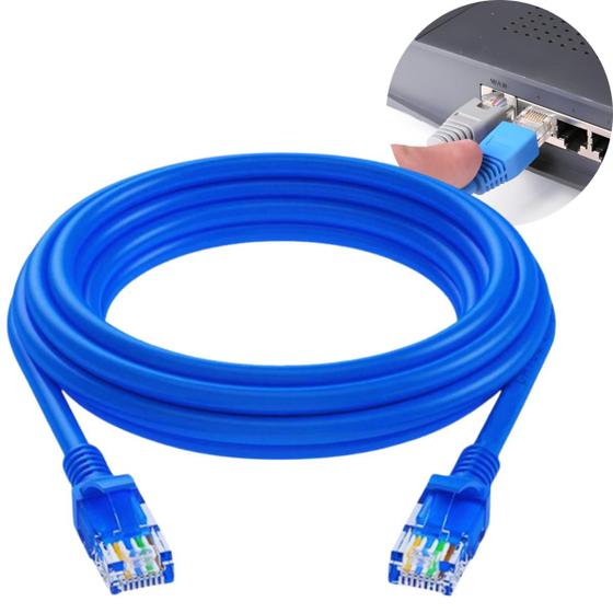 Imagem de Cabo De Rede 3 Metros Internet Crimpado Rj45 Cat5e Azul