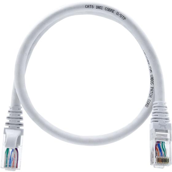 Imagem de Cabo De Rede 40 Centímetros Patch Cord Cat6 UTP 100% Cobre Branco