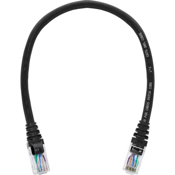 Imagem de Cabo De Rede 40 CM Patch Cord Cat6 UTP 100% Cobre Preto Para Roteador