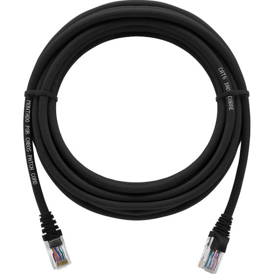 Imagem de Cabo De Rede 6 Metros Patch Cord Cat6 UTP 100% cobre nú Preto