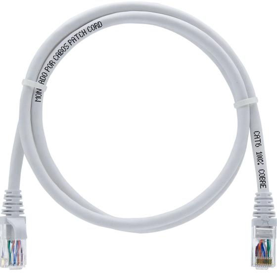 Imagem de Cabo De Rede 80 CM Patch Cord Cat6 UTP 100% Cobre Branco