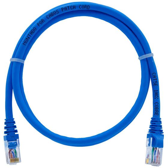 Imagem de Cabo De Rede 90 CM Patch Cord Cat5e UTP 100% Cobre Furukawa Azul