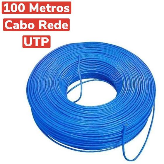 Imagem de Cabo de rede azul 100 metros cat5 utp e cftv 4 pares 8 vias