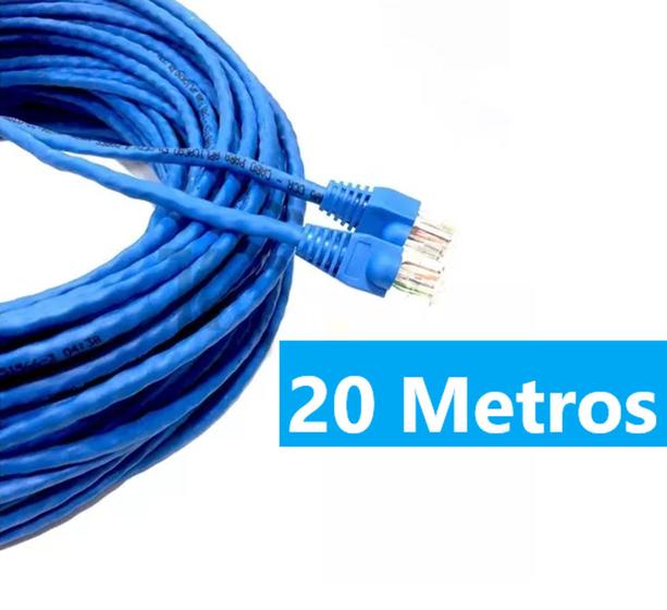 Imagem de Cabo de rede azul -- 20 Metros profissional -- cftv -- Internet -- Montado