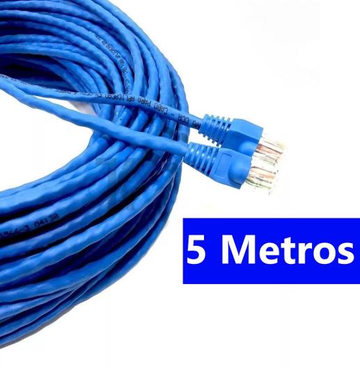 Imagem de Cabo de rede azul 5 Metros  CFTV Internet Montado