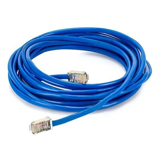 Imagem de Cabo De Rede Azul 5mt para Internet / Computador com Conector Rj45 Crimpado Cat5E Cabo Patch Cord CFTV 4 pares