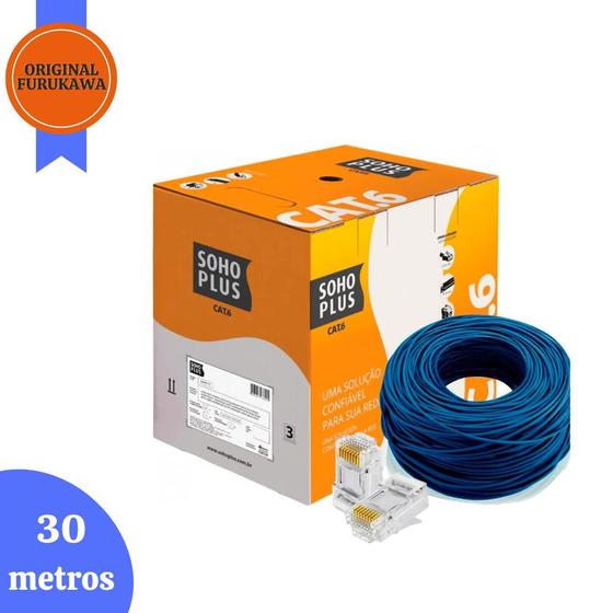 Imagem de Cabo de Rede Azul Utp Rj45 Cat6 Furukawa Sohoplus 30 Metros