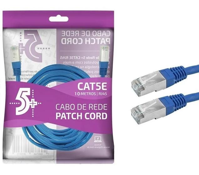 Cabo De Rede Blindado 10m Ethernet Rj45 Cat5e Azul 10 Metros - Chipsce Imagem de Cabo De Rede Blindado 10m Ethernet Rj45 Cat5e Azul 10 Metros