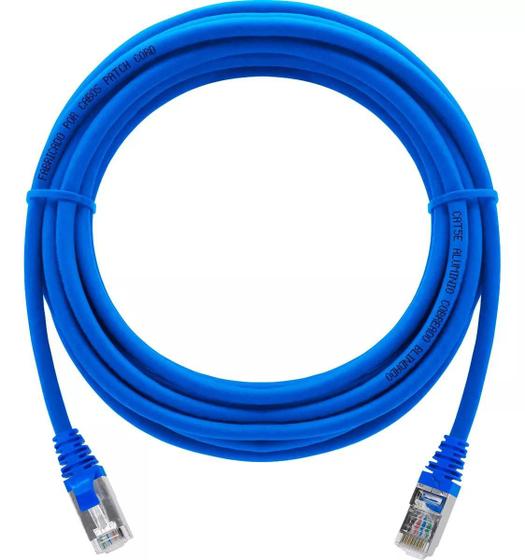 Imagem de Cabo De Rede Blindado 5m Ethernet Azul 5 Metros Rj45 Cat6