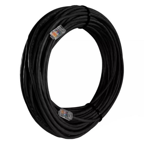 Imagem de Cabo de Rede Cat 5e MPT Interno e Externo 30 Metros U/UTP 4P X 24AWG  Preto Com Conectores