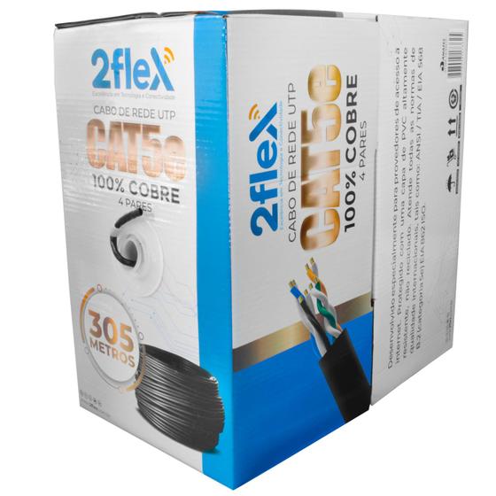 Imagem de Cabo de Rede Cat5e UTP 4 Pares 100% Cobre Caixa com 305 Metros - 2Flex