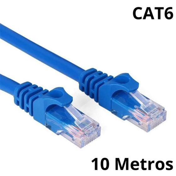 Imagem de Cabo De Rede Cat6 10 Mestros Ethernet Lan Azul 23AWG Azul