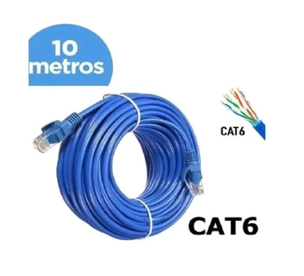 Cabo De Rede Cat6 10 Metros Rj45 Lan Ethernet Giga 10/1000 Menor preço em Cabo De Rede Cat6 10 Metros Rj45 Lan Ethernet Giga 10/1000