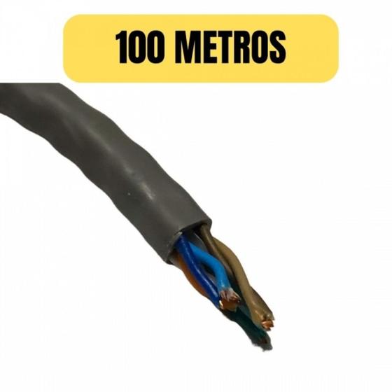 Imagem de Cabo de rede cat6 100 metro cinza 4px23awg internet megatron