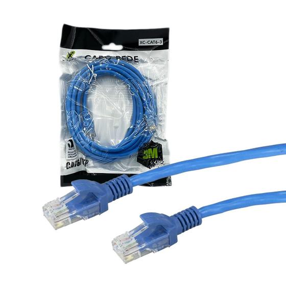 Imagem de Cabo de Rede Cat6 até 1 Gigabit 1000Mbps 3 Metros com RJ45