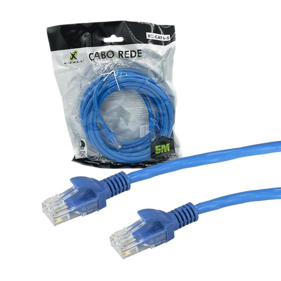 Imagem de Cabo de Rede Cat6 até 1 Gigabit 1000Mbps 5 Metros com RJ45
