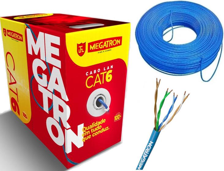 Imagem de Cabo De Rede Cat6 Megatron Lan Utp 100% Cobre ROLO 50 METROS