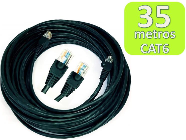 Imagem de Cabo De Rede Cat6 PRETO 35 Metros Giga 10/1000 100% COBRE