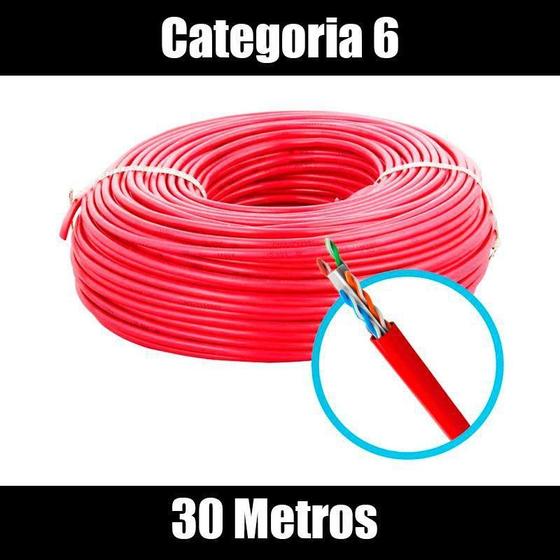 Imagem de Cabo de rede Categoria 6 para internet Comprimento 30 Metros Cor Vermelho