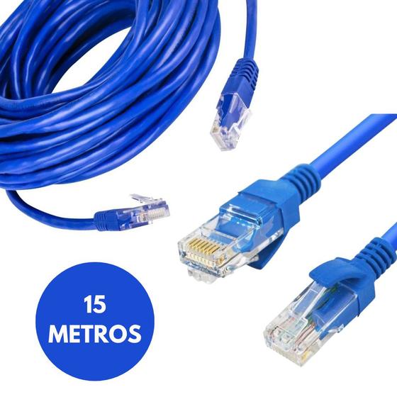 Imagem de Cabo de Rede Ethernet Lan Giga Pc Computador Cat 5e 15 metros