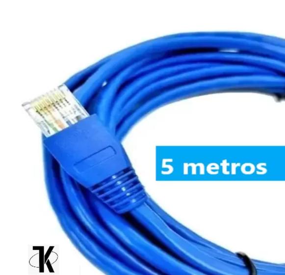 Imagem de Cabo de Rede / Internet / Montado / Pronto para Uso - Azul Cat5e // 5 metros