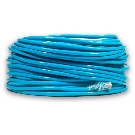 Imagem de Cabo De Rede Patch Cord 100 Metros CAT6 100% Cobre Azul Ethernet Lan Utp
