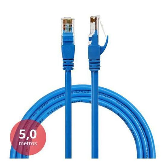 Imagem de Cabo de rede patch cord cat.5 5 metros azul - XCell