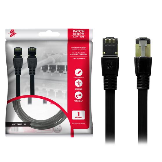 Imagem de Cabo de Rede Patch Cord Cat. 7 Blindado Ftp 10 Gbps 1 Metro Preto