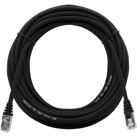 Imagem de Cabo de Rede Patch Cord Cat5e 100% Cobre Blindado Preto 10 Metros