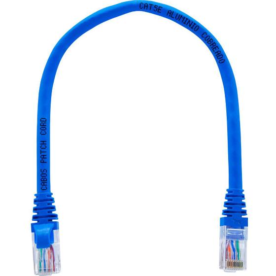 Imagem de Cabo de Rede Patch Cord Cat5e CCA Azul 30 centímetros