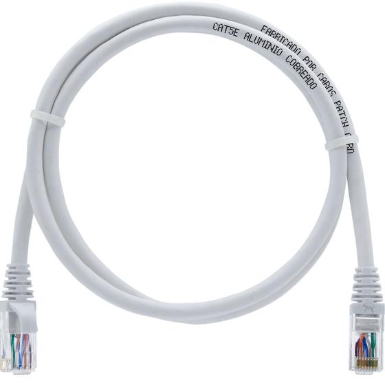 Imagem de Cabo de Rede Patch Cord Cat5e CCA Branco 1 Metro