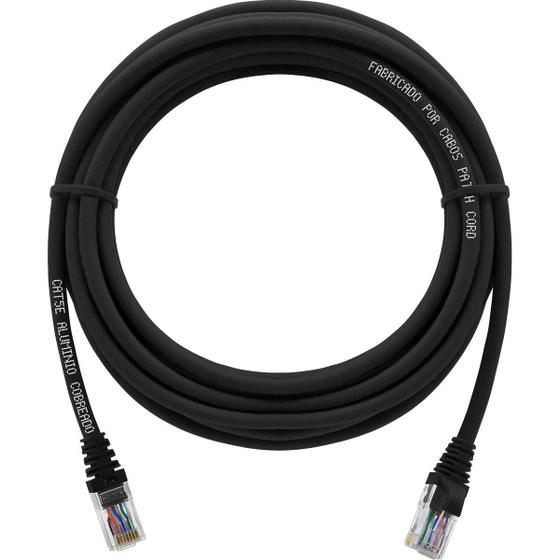 Imagem de Cabo de Rede Patch Cord Cat5e CCA Preto 7 Metros