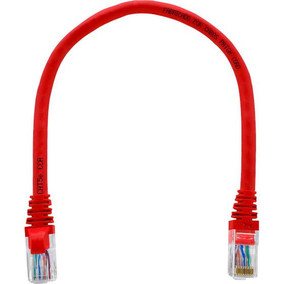Imagem de Cabo de Rede Patch Cord Cat5e CCA Vermelho 25 centímetros