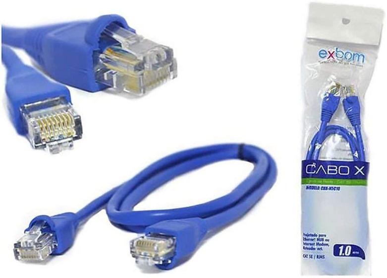 Imagem de Cabo de Rede Patch Cord CAT5E RJ45 Azul Exbom CBX-N5C10 1 Metro