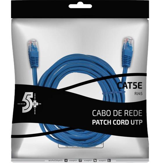 Imagem de Cabo de Rede PATCH CORD CAT5E UTP 3M AZUL - Santana Centro