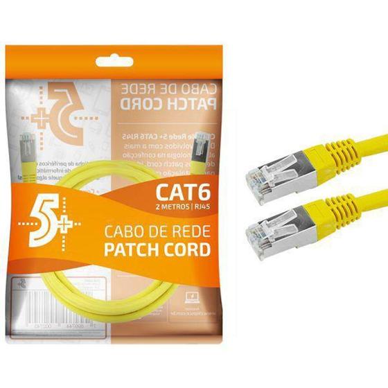 Imagem de Cabo de rede patch cord cat6 ftp 2m amarelo blindado - CHIPSCE5+