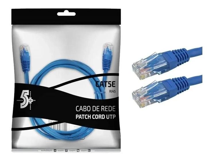 Imagem de Cabo De Rede Rj45 3m Ethernet Patch Cord Cat5e Azul 3 Metros