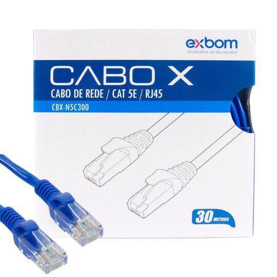 Imagem de Cabo De Rede Rj45 Cat5e Azul 30m Cbx-N5c300