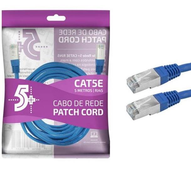 Imagem de Cabo de Rede RJ45 Patch CORD CAT5E FTP - 5M - AZUL 018-9913