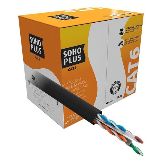 Imagem de Cabo de Rede Sohoplus U/UTP CAT6 305m 24AWGX4P - Preto