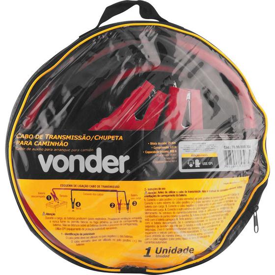 Cabo de transmissão chupeta para caminhão 25 mm x 3,5 m VONDER Menor preço em Cabo de transmissão chupeta para caminhão 25 mm x 3,5 m VONDER
