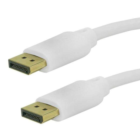 Imagem de Cabo Displayport Macho x Macho Branco 2,0 Metros