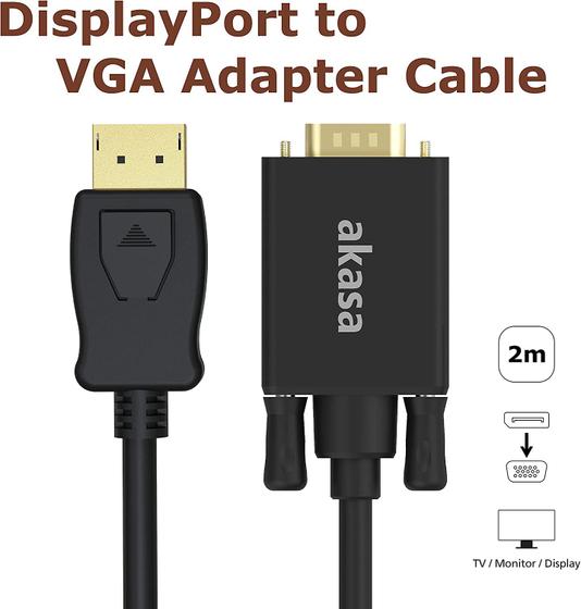 Imagem de Cabo DisplayPort para VGA Full HD 1080P de 2 metros Akasa