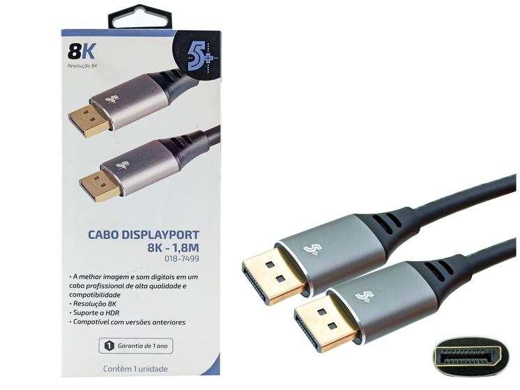 Imagem de Cabo Displayport Profissional Game 5+ HDR Versão 1.4 P/Áudio E Vídeo 8K-1,8M