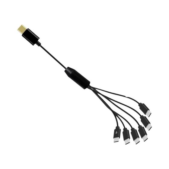 Imagem de Cabo Divisor USB-C 6 em 1 - Carregador Multiportas para Android, Samsung e Tablets