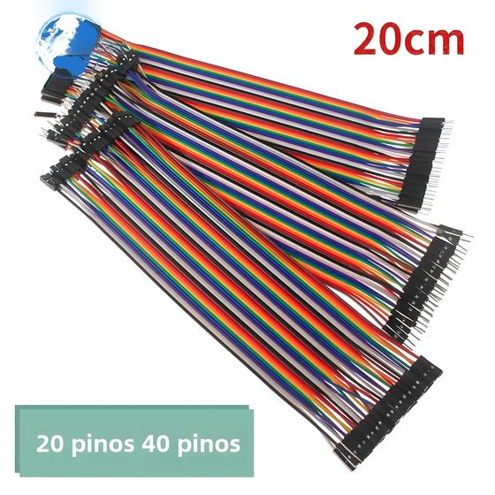 Imagem de Cabo Dupont 20/40 Pinos (20cm) - Macho/Fêmea - Kit Arduino DIY
