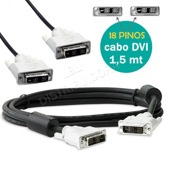 Cabo DVI x DVI 1,5 Metros 18 Pinos Macho reforçado Menor preço em Cabo DVI x DVI 1,5 Metros 18 Pinos Macho reforçado