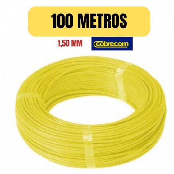 Imagem de Cabo eletrico flexivel 1,5mm amarelo 100 metro cobrecom imetro