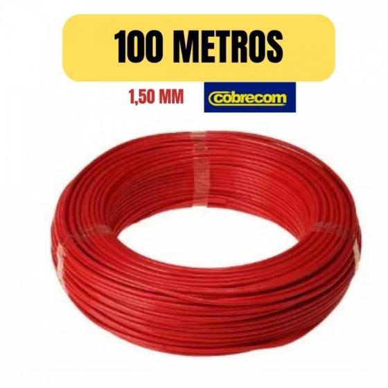 Imagem de Cabo eletrico flexivel 1,5mm vermelho 100 metro cobrecom imetro